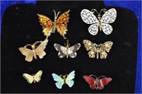 8 vintage butterfly pins