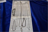 3 silver tone braclets &4 chains