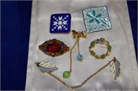 6pc misc costume pin & sweater holder lot
