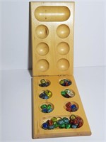 MANCALA Wood Folding Board Game - Move Gemstones