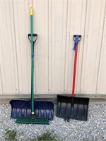 Push broom & snow shovels (2)