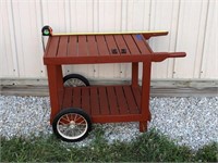 Wooden serving cart