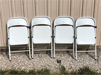 4 White Folding chairs