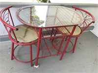 Red Butterfly Metal Table and 2 Chairs Settee Set