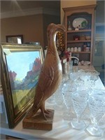 Hand Carved Wooden Bird Statue