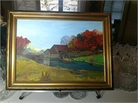 Oil On Canvas Board Grist Mill Mable Vandevelde