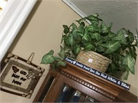 Decorative Plant and 2 Signs