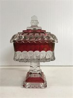Wedding Bowl Footed with lid Ruby Stain