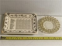 1957-1961 Days to Remember Tray & glass Ashtray
