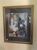 Framed Print of Flowers and Fruit matted
