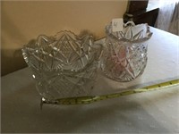 2 candy dishes cut glass