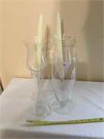 Princess House pair of vases & pair of candle stic