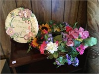 Decor Plate with stand and Spring Flower Wreath