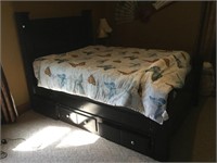 Queen Size Storage Bed-Black (damage)
