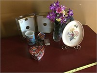 Glass picture frame, Vase, lantern and other