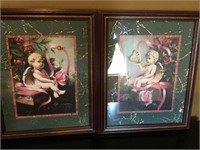 Pair of Cherub framed prints