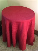 Small Round Table with Red Table cloth