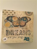 Canvas Butterfly picture, metal butterfly and fram