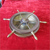 Unusual Vintage solid brass Boats wheel ashtray.
