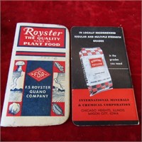 (2) 1950's advertising farm pocket notebooks.