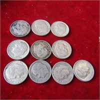 $1.00 Face value (10) 90% Silver US Coins. Dimes.