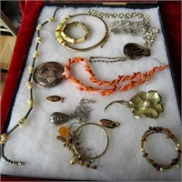 Flat of vintage and contemporary jewelry