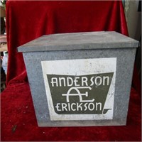 Vintage Anderson Erickson Galvanized milk box.