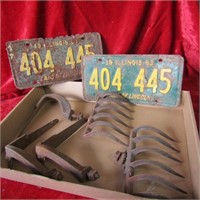 Antique metal implement parts, 1963 license