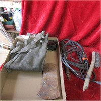 Leather sleeves, wire brush, solder tool, dble