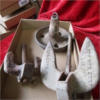 (3) Cast iron Boat anchors. 2 are swivel.