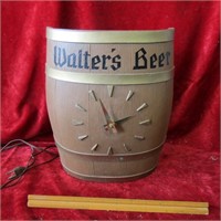 Vintage Walter Beer Keg Sign. Clock. Burwood.