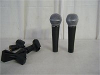 2 count SHURE SM58 cardioid microphone + clips