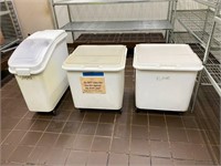 3 Dry goods plastic storage bins with lids