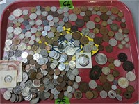 Tray Lot. Foreign Coins. China, Japan, England,