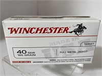 (100) Rounds Winchester 40 S&W, 165 gr. FMJ