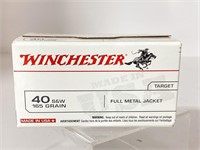 (100) Rounds Winchester 40 S&W, 165 gr. FMJ