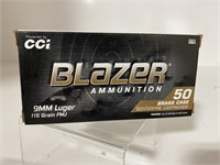(50) Rounds Blazer 9mm, 115 gr. FMJ