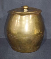 Vintage Large Solid Brass Lidded Jar 7"h