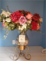 Large Vase with Stand & Floral Arrangement