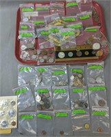 Tray Lot. Foreign Coins. Greece, Uruguay, Bahama,