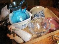 BOX LOT - POTTERY, GLASS, INCLUDES ROWE POTTERY