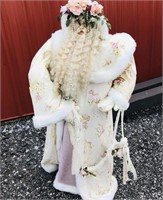 3ft Santa with ivory rose cloak and pearl/pear