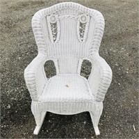 Wicker white rocking chair