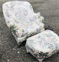 Floral Chair and ottoman.  No brand name.