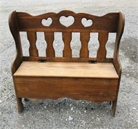 3.5 ft tall wooden bench with storage