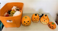 4 lighted Pumpkins plus more in tote