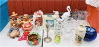 Lot of Vases, Glass Paper Weight, Cups, etc.