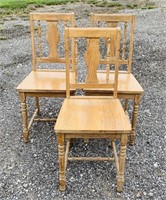 3 Matching Oak Kitchen Chairs