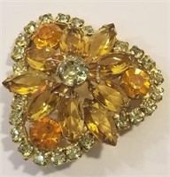 Vintage lovely women's Amber rhinestone brooch