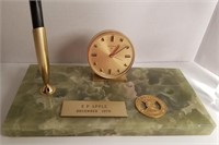 Vintage marble desk clock ink pen set